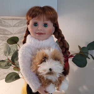 Imaculate, 18 Inch Maplelea Doll Jenna, New Handmade Outfit & Her Puppy Scamp